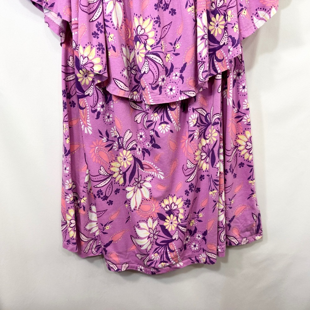 Woman Within Plus Size 22/24W Top 1X Purple Floral Off Shoulder Feminine 719 - Picture 6 of 10